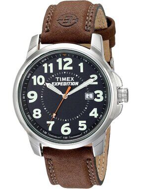 Men's Brown Black Expedition Metal Field Water Resistance Rugged Outdoor Watch
